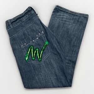 Miskeen Jeans Mens 36 x 32 Baggy Wide Leg Hip Hop Streetwear Vintage Y2k